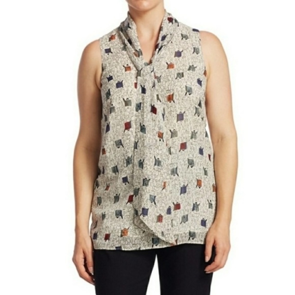 Nic & Zoe Newsprint Sleeveless Blouse Petite Large